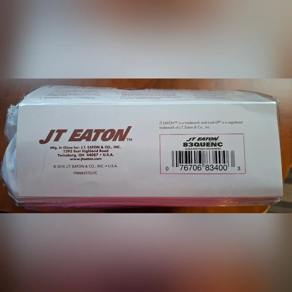JT Eaton Lock-Up Queen Size White Stretch-Knit Polyester Matress Encasement...